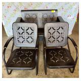 Metal Glider Bench and Two Chairs