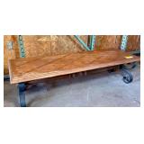 Lane Furniture Wood Top Coffee Table with Wrought Iron Legs