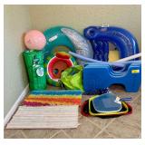 Assorted Pool Floats, Swim Accessories, and Accent Rugs