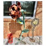 Assorted Metal Outdoor Decor- Flower, Sun Face & Container
