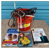 Assorted Media and Electrical Lot with Bucket