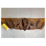 Rustic Coat Rack with Horse Head and Horseshoe Accents