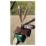 Decorative Wall Plates, Pillows, Wooden Bowl, Faux Floral, and Arkansas Game & Fish License Plate