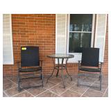 Three-Piece Outdoor Patio Set with Chairs and Glass Top Table