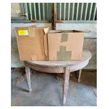 Round Wood Table, Assorted Books and Media