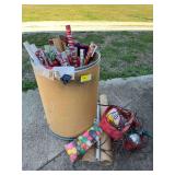 Mixed Lot of Wrapping Paper, Holiday Decorations, and Various Items