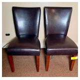 Pair of Brown Upholstered Dining Chairs