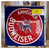 Budweiser Anheuser-Busch Enamel Sign- 13"