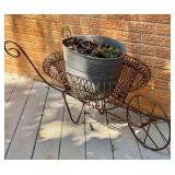 Metal Wire Wheelbarrow Style Plant Stand