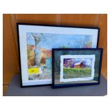 Two Framed Landscape Watercolor Paintings
