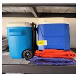 Lot of 2 Coolers (Coleman and Igloo) and 2 Tarps