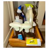 Assorted Cleaning Supplies and First Aid Solutions Lot with All-Clad Pot Holders