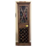 Wooden Wine Rack Cabinet with Glass Front Door and Storage