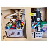 Assorted Cleaning Supplies and Organizers under Sink