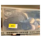 Assorted Footwear Lot in Plastic Storage Bin
