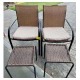 Set of Two Patio Chairs with Matching Footstools