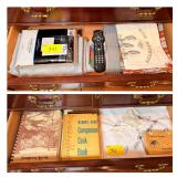 Lot of Kitchen Linens, Cookbooks, Tablecloth, and Remote Control