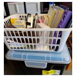 Office Supplies Lot with Storage Bins and Filing Box