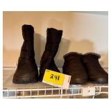 Lot of Two Pairs of Black Winter Snow Boots Size 39 and Size 6