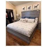 King Size Gray Wood Panel Bed