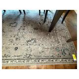 Large Area Rug with Traditional Border Pattern, Grey and Blue, 10 feet 8 inches by 7 feet 10 inches