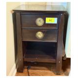 Pier 1 Imports Dark Wood Two-Drawer Nightstand with Open Shelf