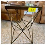 Uttermost Accent Table with Geometric Metal Base and Tempered Glass Top