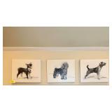 Set of 3 Dog Wall Art Canvas Paintings