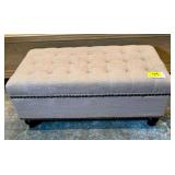 Stylecraft Home Tufted Storage Bench in Beige Fabric with Nailhead Trim