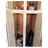 Assorted Fishing Equipment, Storage Containers, Light Bulbs, and Folding Utility Cart Lot