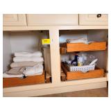 Bathroom Cabinet Pullout Storage Unit with Linens and Cleaning Supplies