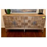 Classic Home Four-Door Credenza with Parquetry Detail