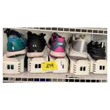 Lot of 5 Pairs of Women's Athletic Sneakers and Running Shoes Size 8 to 8.5 with Space-Saving Shoe Holders