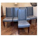 Set of Four Lucas Bonded Leather Wingback Dining Chairs in Gray