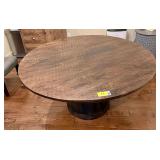 Large Round Wooden Dining Table with Pedestal Base
