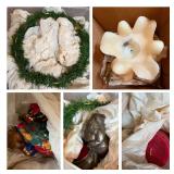 Christmas Holiday Lot with Advent Wreath, Ceramic Boxes, and Candles