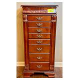 Southern Enterprises Mahogany Finish Jewelry Armoire with Mirror and Compartmentalized Drawers