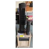 Assorted Lot of 3 Heating and Cooling Units Including Lasko Heater, Tower Fan, and Infrared Quartz Heater