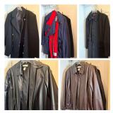 Assorted Men's Outerwear Lot Featuring Leather, Wool, and Winter Coats