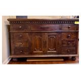 Solid Wood Credenza with Multiple Drawers and Cabinet Storage