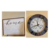 Home Wall Decor Bundle: Framed Quote Plaque and AcuRite Weather Station Wall Clock
