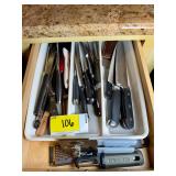 Kitchen Utensil Drawer Assortment with Calphalon Knives and Tools