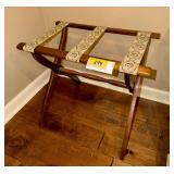 Wooden Luggage Rack with Floral Patterned Straps