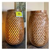Pair of Woven Bamboo Lattice Table Lamps