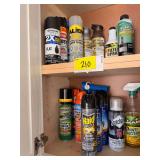 Assorted Household Chemicals, Pest Control Sprays, and Aerosol Paints