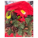 Holiday Decorative Wreath with Pinecones and Artificial Foliage
