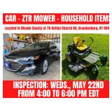 CAR - ZTR MOWER - HOUSEHOLD ITEMS - ONLINE BIDDING ONLY ENDS TUES., MAY 28TH @ 6:00 PM EDT