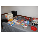 Paper Shredder, Sunbeam Vacuum Storage Bags, Construction Paper, Vidal Sassoon Hair Dryer, Lightning McQueen Lamp, and Misc.