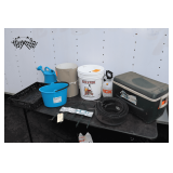 HDX Multi-Use 1 Gallon Sprayer, Watering Can, Cooler, IFCO Folding Carrier Tray, Beer and Wine Fermenting Bucket, Folding Landscaping Fence, and Misc.