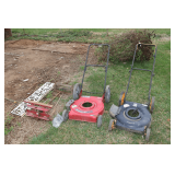 Dynamark and Poulan Pro 22 Inch Push Mower Frames, Lawn Mower Bumper with 2 Inch Ball, Metal Ladle, Hooks, Chain, and Misc.